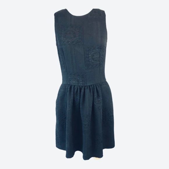 Zara Woman Drop Waist Dress Womens Size XS Black Floral Knit Sleeveless - Picture 10 of 12